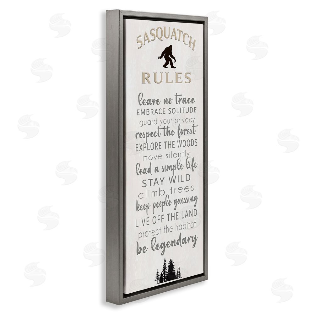 Seven Trees Design Sasquatch Rules Live Wild Gray Floating Frame Canvas Wall Art Print
