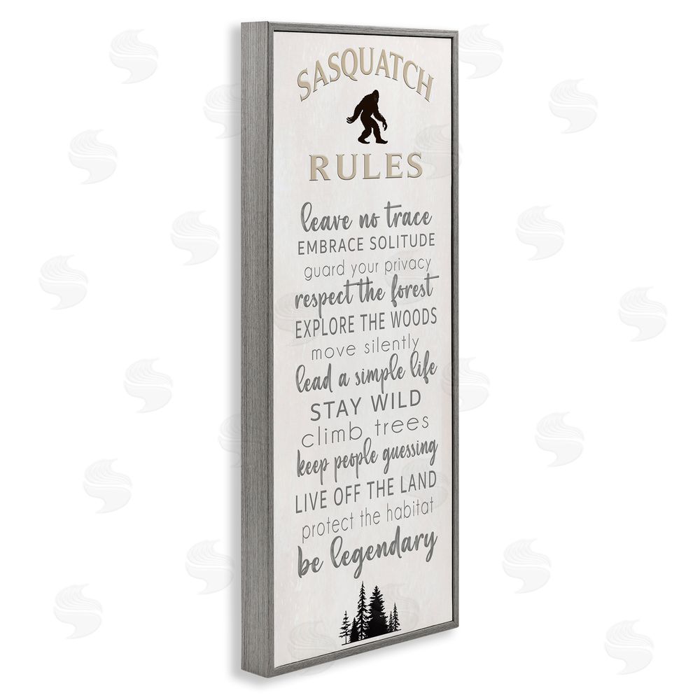 Seven Trees Design Sasquatch Rules Live Wild Gray Framed Giclee Wall Art Print