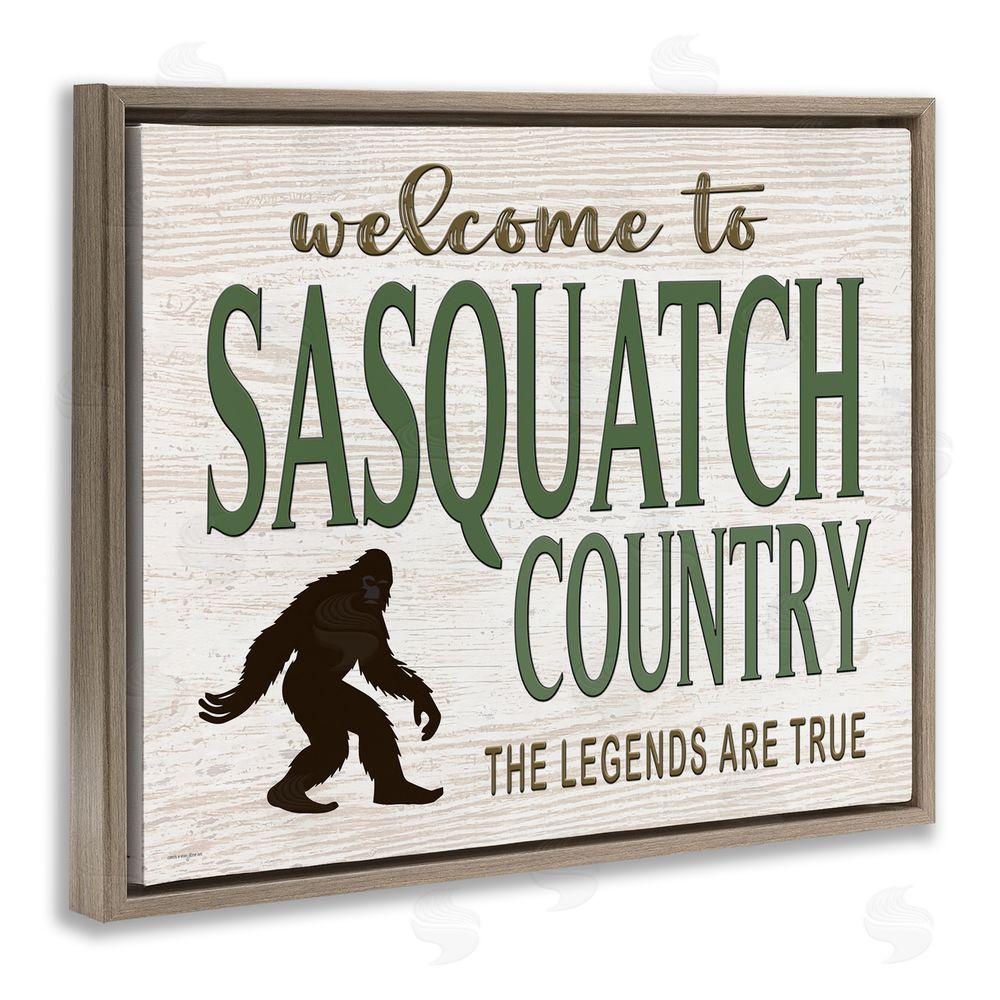 Seven Trees Design Welcome To Sasquatch Country Brown Floating Frame Canvas Wall Art Print