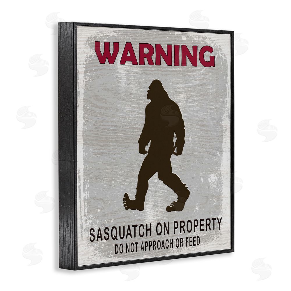 Seven Trees Design Sasquatch On Property Warning Black Framed Giclee Wall Art Print