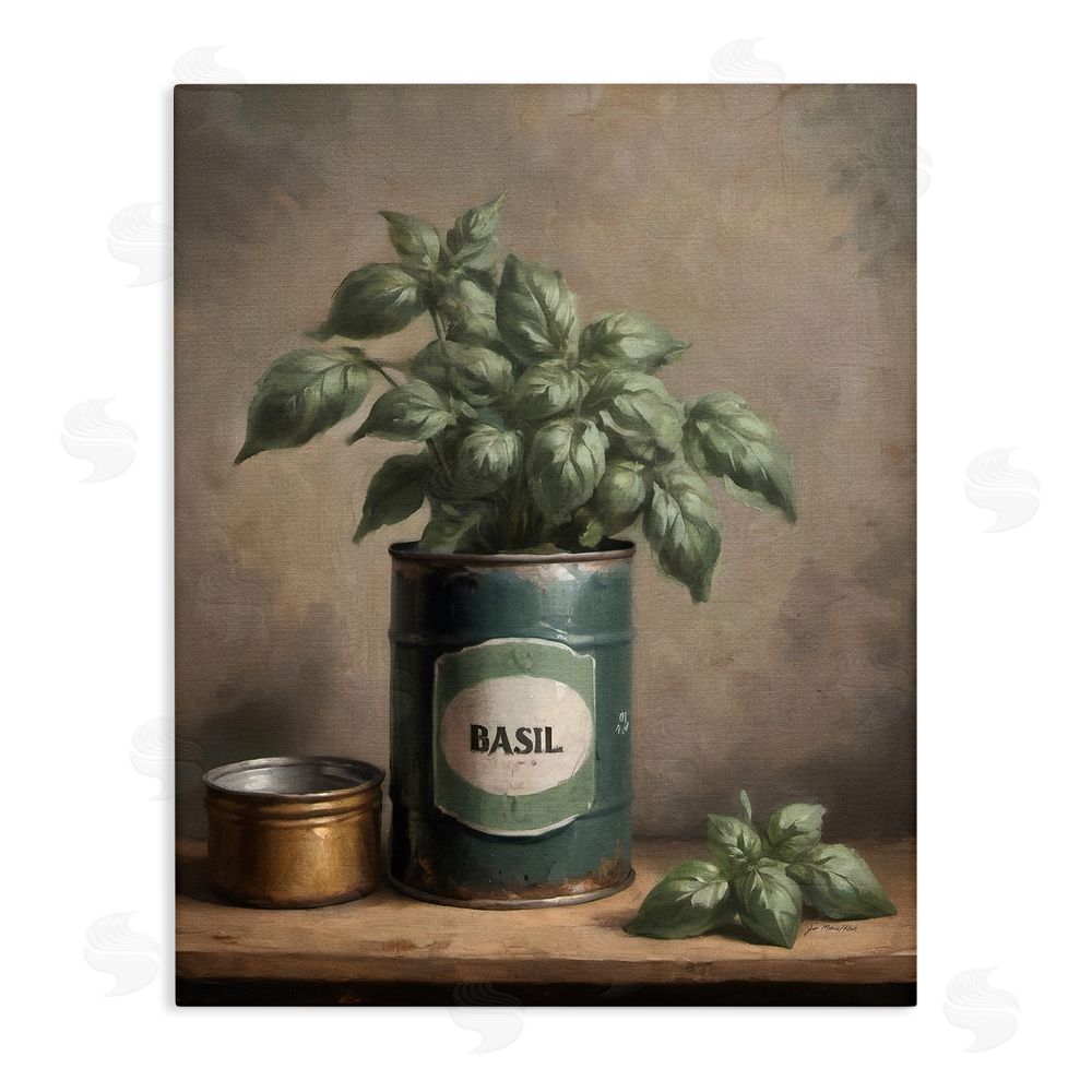 Jo Moulton Basil Bloom in Vintage Tin Stretched Canvas Wall Art Print