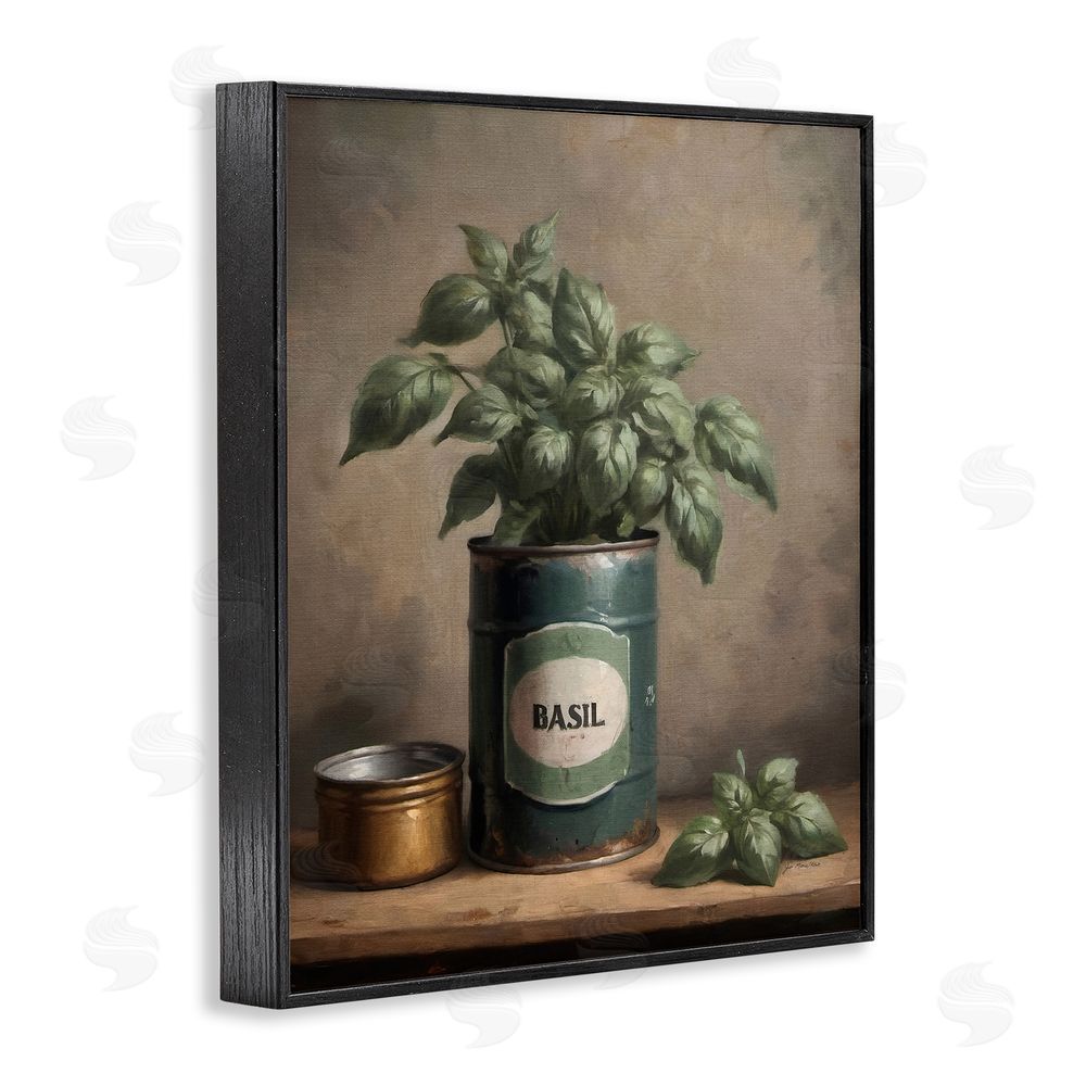 Jo Moulton Basil Bloom in Vintage Tin Black Framed Giclee Wall Art Print