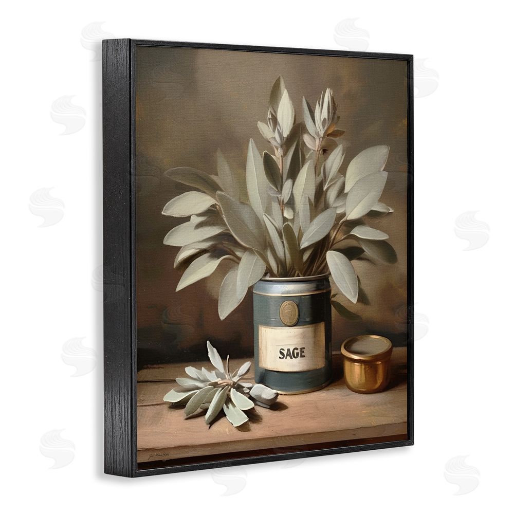 Jo Moulton Sage Bloom in Vintage Tin Black Framed Giclee Wall Art Print