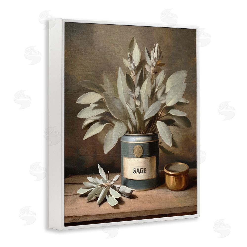 Jo Moulton Sage Bloom in Vintage Tin White Framed Giclee Wall Art Print