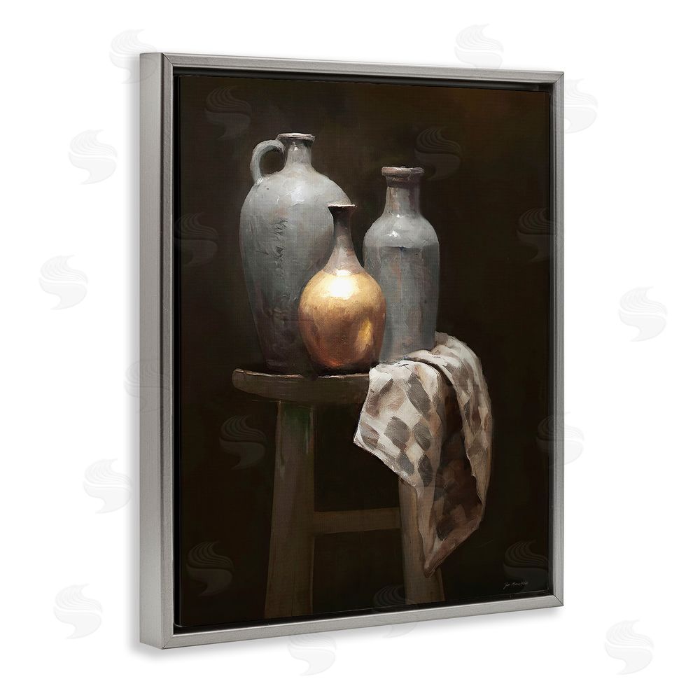 Jo Moulton Antiquity Still Life Vessels Gray Floating Frame Canvas Wall Art Print