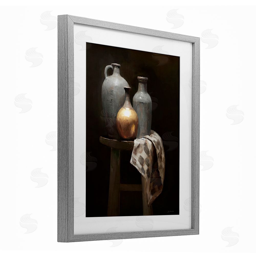 Jo Moulton Antiquity Still Life Vessels Gray Framed Print Under Glass Wall Art
