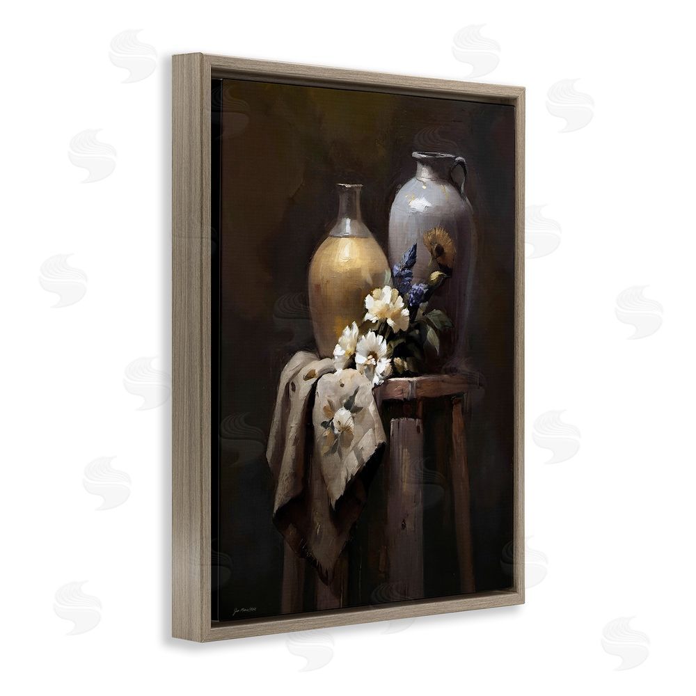 Jo Moulton Ceramic Vases Still Life Brown Floating Frame Canvas Wall Art Print