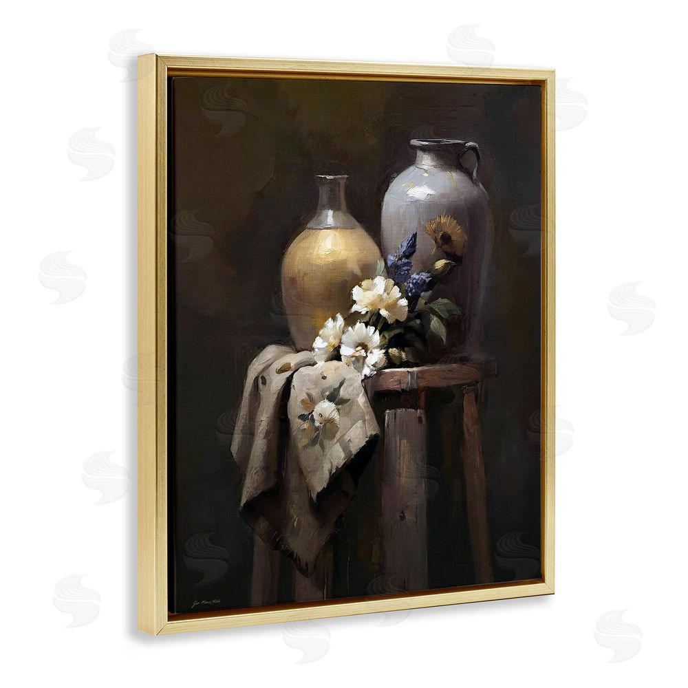 Jo Moulton Ceramic Vases Still Life Gold Floating Frame Canvas Wall Art Print