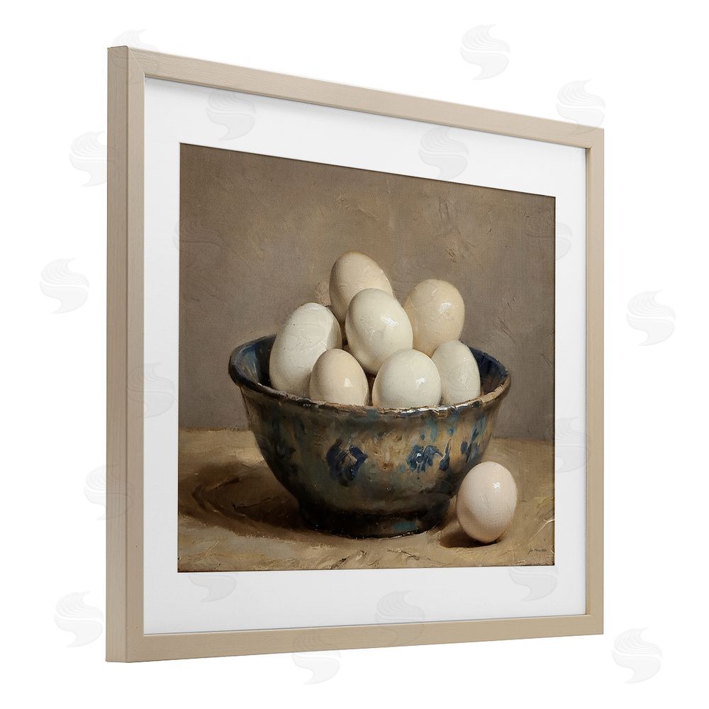 Jo Moulton Farmhouse Eggs in Porcelain Bowl Brown Framed Print Under Glass Wall Art