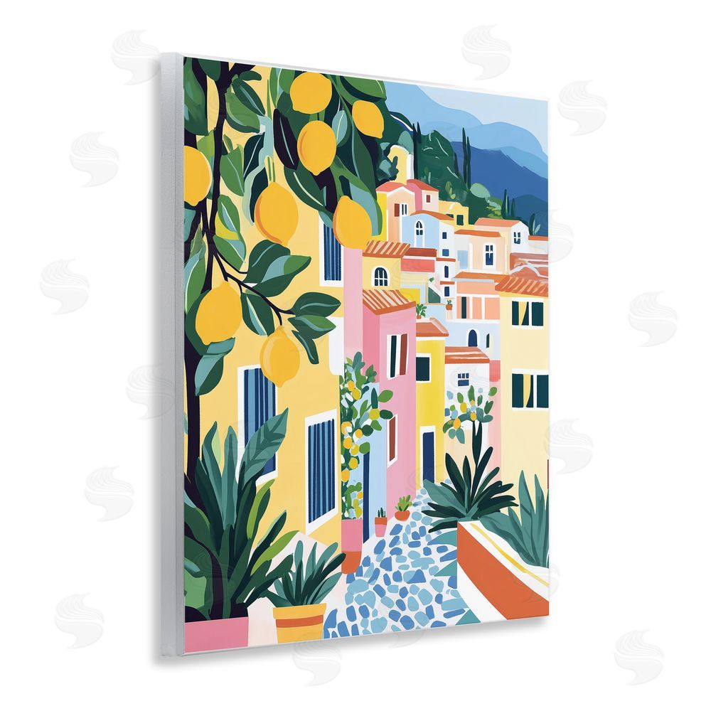 Heidi Kuntz Sunny Mediterranean Village with Lemons Wooden Wall Plaque Art Print