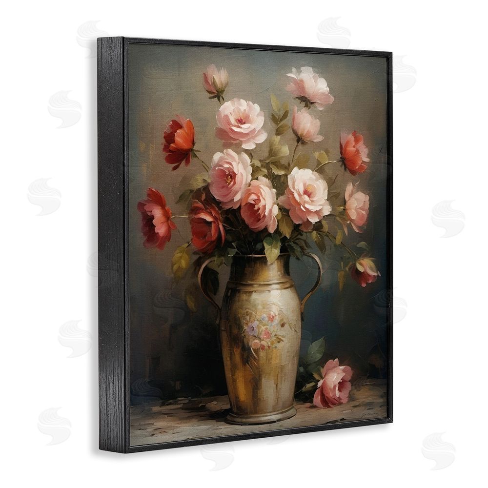 Jo Moulton Rose Reflection Vintage Vase Black Framed Giclee Wall Art Print