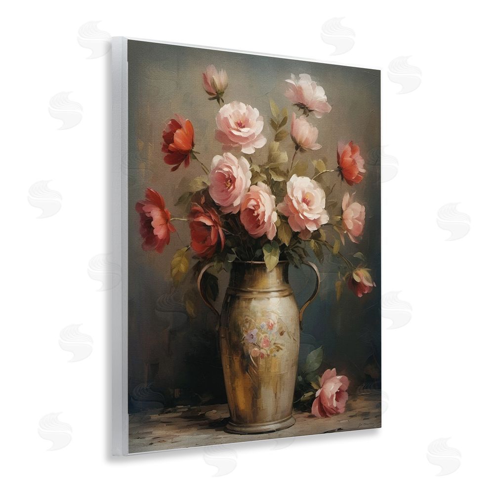 Jo Moulton Rose Reflection Vintage Vase Wooden Wall Plaque Art Print