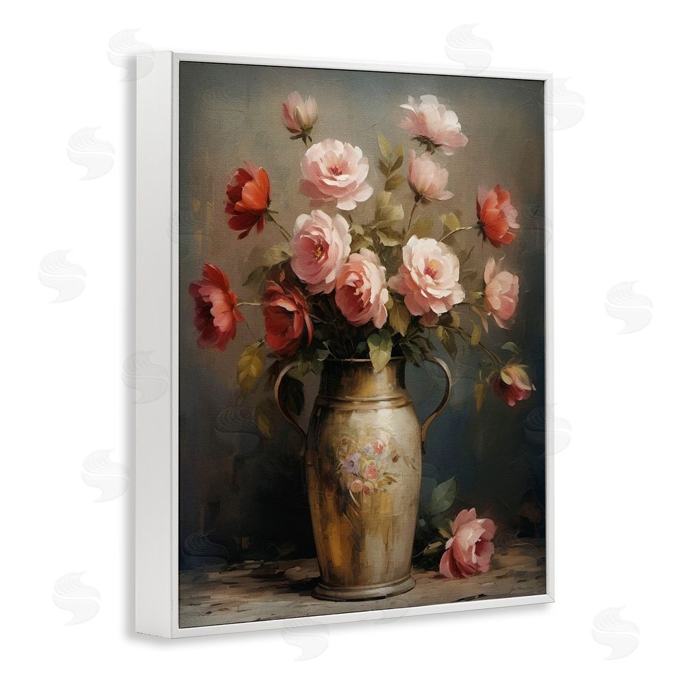 Jo Moulton Rose Reflection Vintage Vase White Framed Giclee Wall Art Print