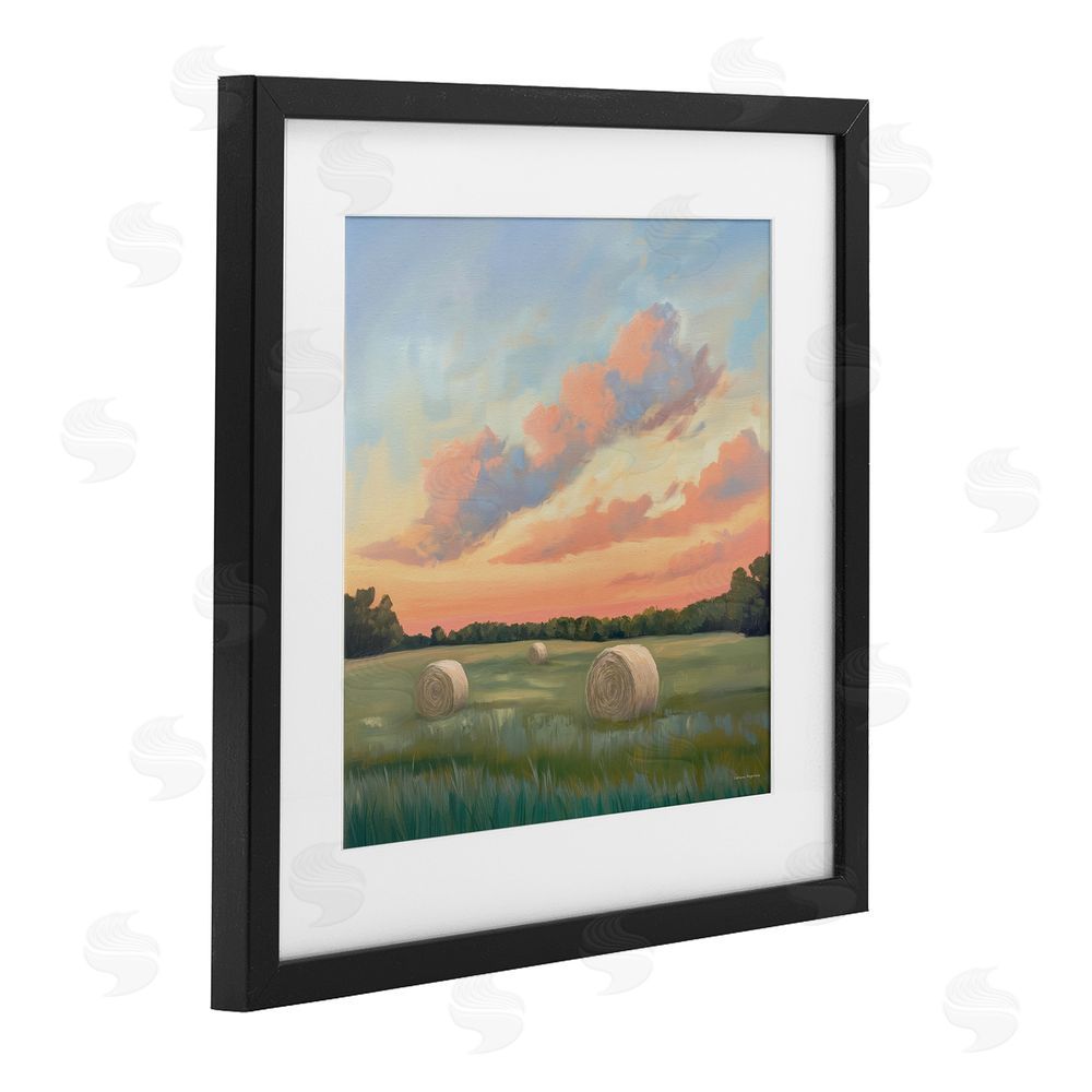 Svetlana Aleynikova Hay Bales Under Warm Sunset Black Framed Print Under Glass Wall Art