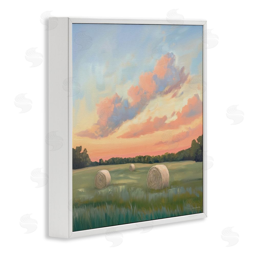 Svetlana Aleynikova Hay Bales Under Warm Sunset White Framed Giclee Wall Art Print