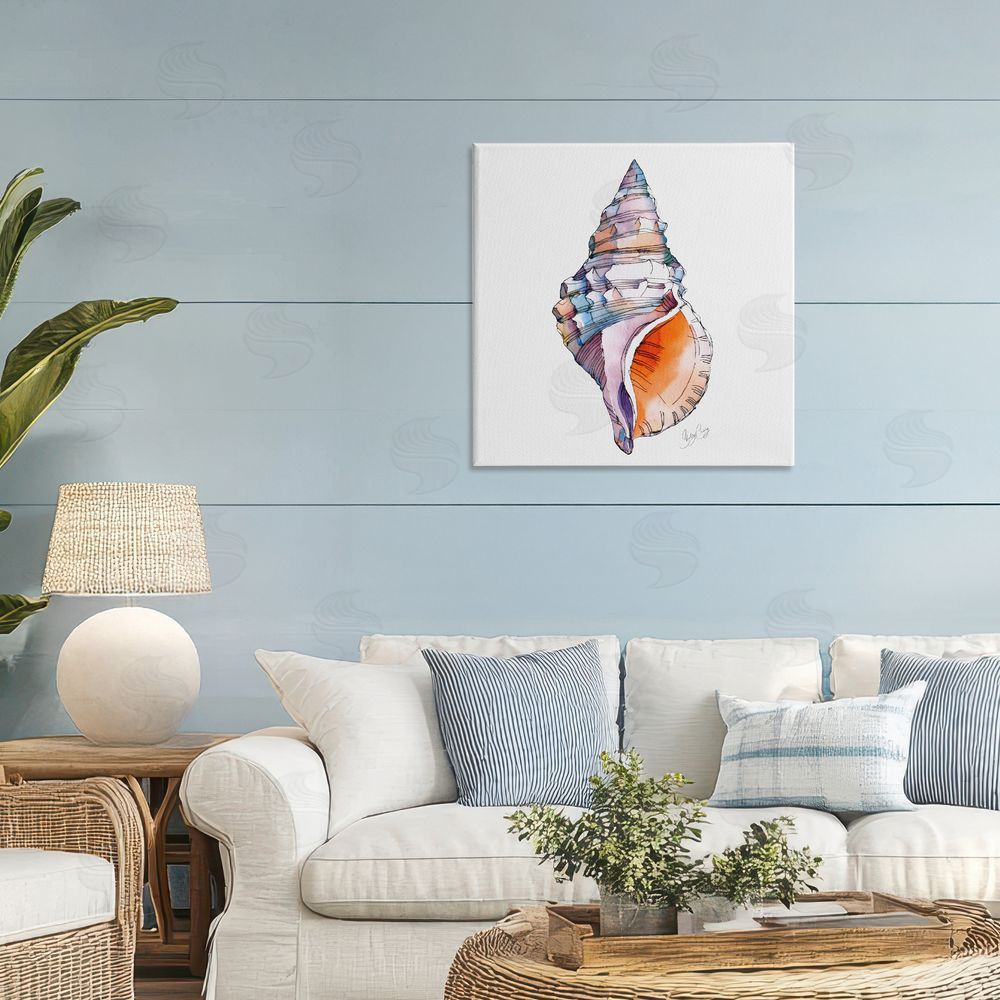 Shelly Craig Sunrise Conch Shell Stretched Canvas Wall Art in Room