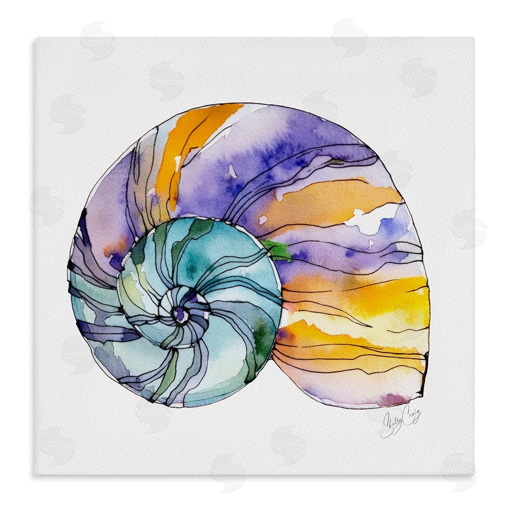 Shelly Craig Sunlit Striped Nautilus Stretched Canvas Wall Art Print