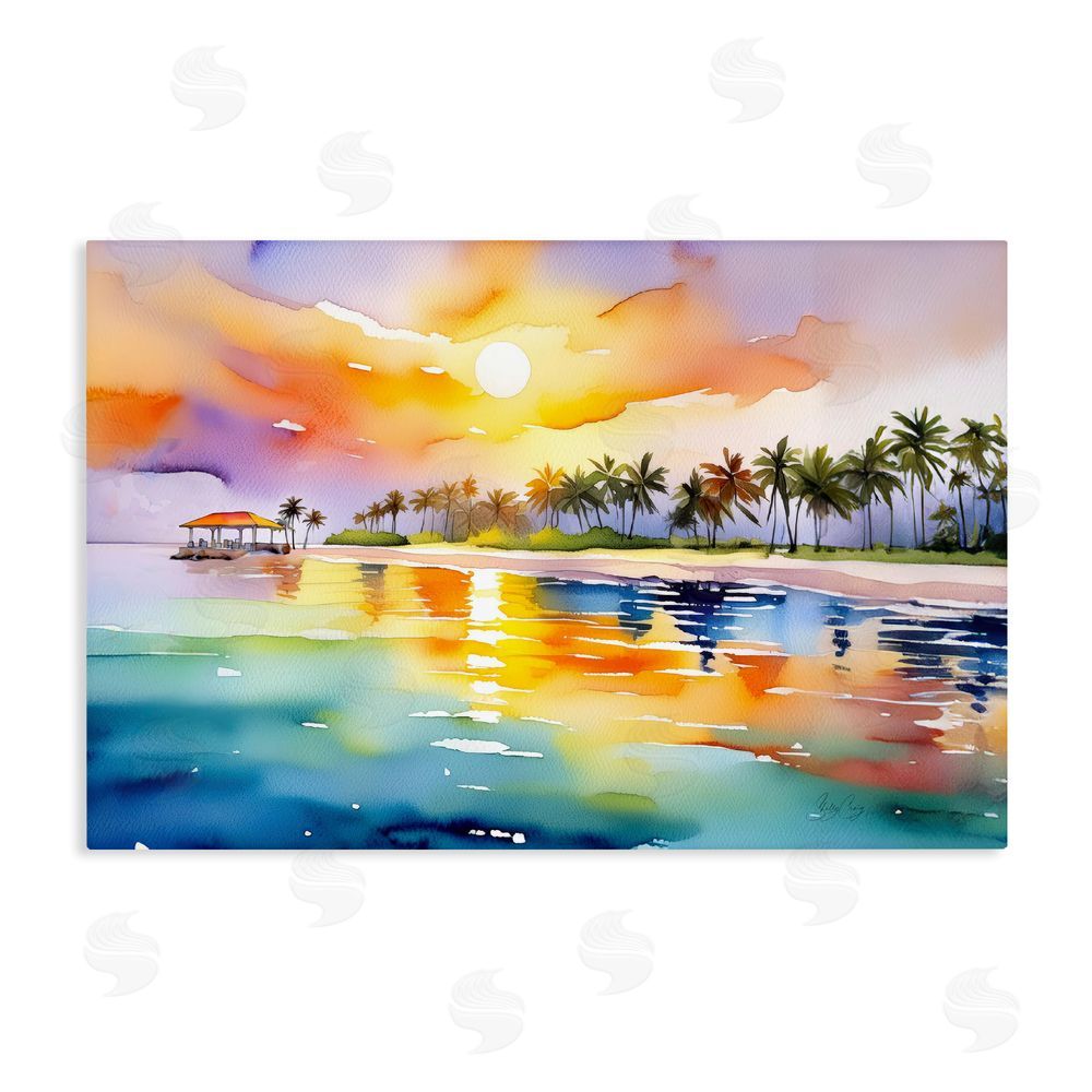 Shelly Craig Caribbean Calm Sunset Stretched Canvas Wall Art Print