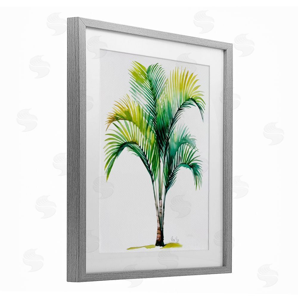 Shelly Craig Coastal Canopy Palm Tree Gray Framed Print Under Glass Wall Art