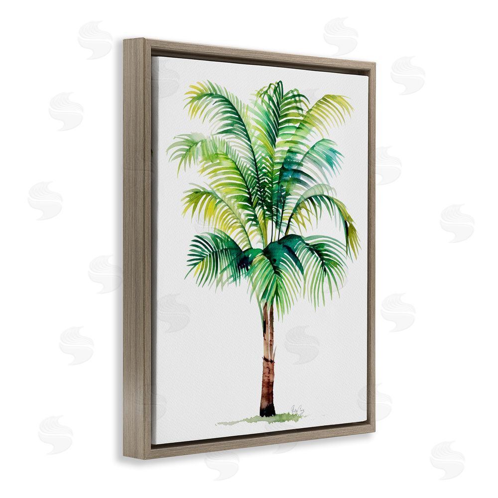 Shelly Craig Breezy Fronds Palm Brown Floating Frame Canvas Wall Art Print