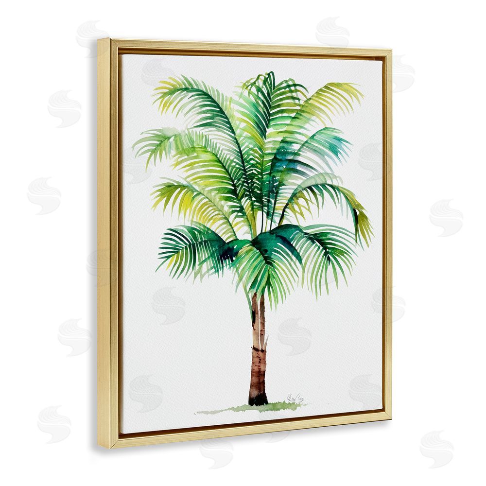 Shelly Craig Breezy Fronds Palm Gold Floating Frame Canvas Wall Art Print