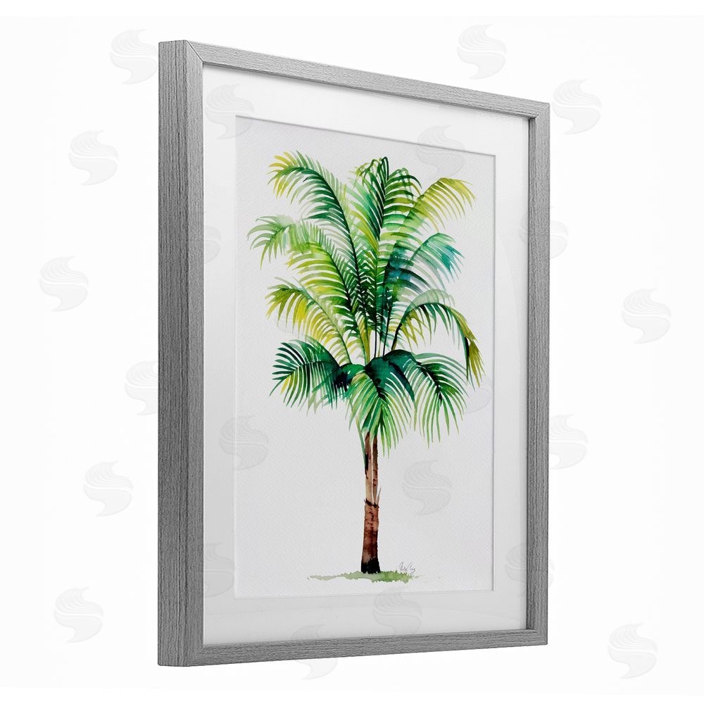 Shelly Craig Breezy Fronds Palm Gray Framed Print Under Glass Wall Art
