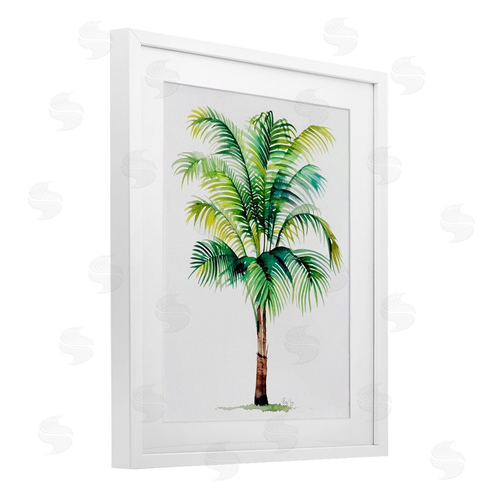 Shelly Craig Breezy Fronds Palm White Framed Print Under Glass Wall Art