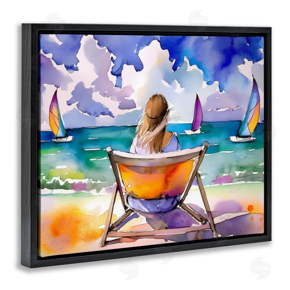 Shelly Craig Front Row to Paradise Black Floating Frame Canvas Wall Art Print