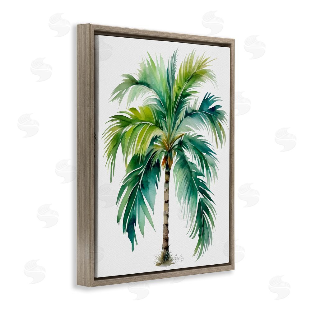 Shelly Craig Lagoon Majesty Palm Brown Floating Frame Canvas Wall Art Print