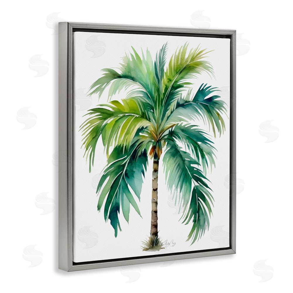 Shelly Craig Lagoon Majesty Palm Gray Floating Frame Canvas Wall Art Print