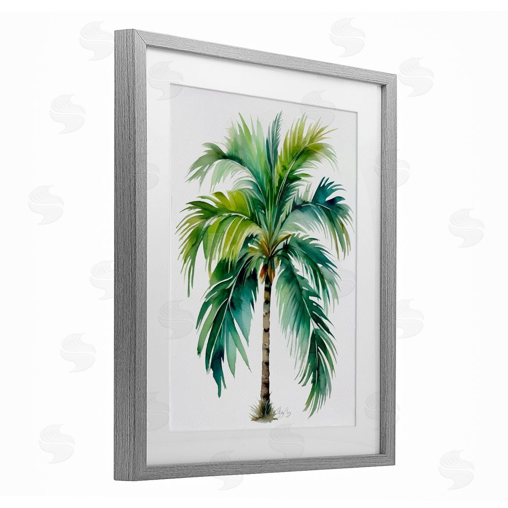 Shelly Craig Lagoon Majesty Palm Gray Framed Print Under Glass Wall Art