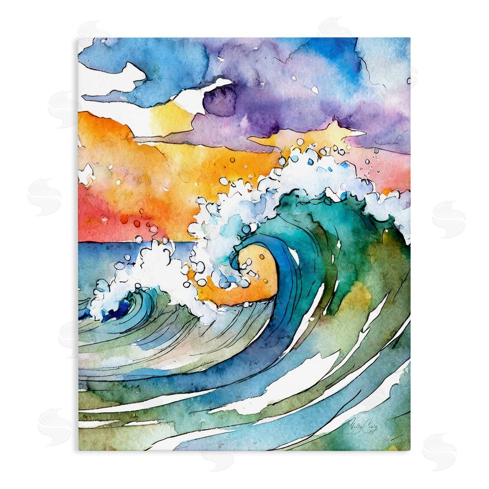 Shelly Craig Vibrant Sunrise Surf Stretched Canvas Wall Art Print