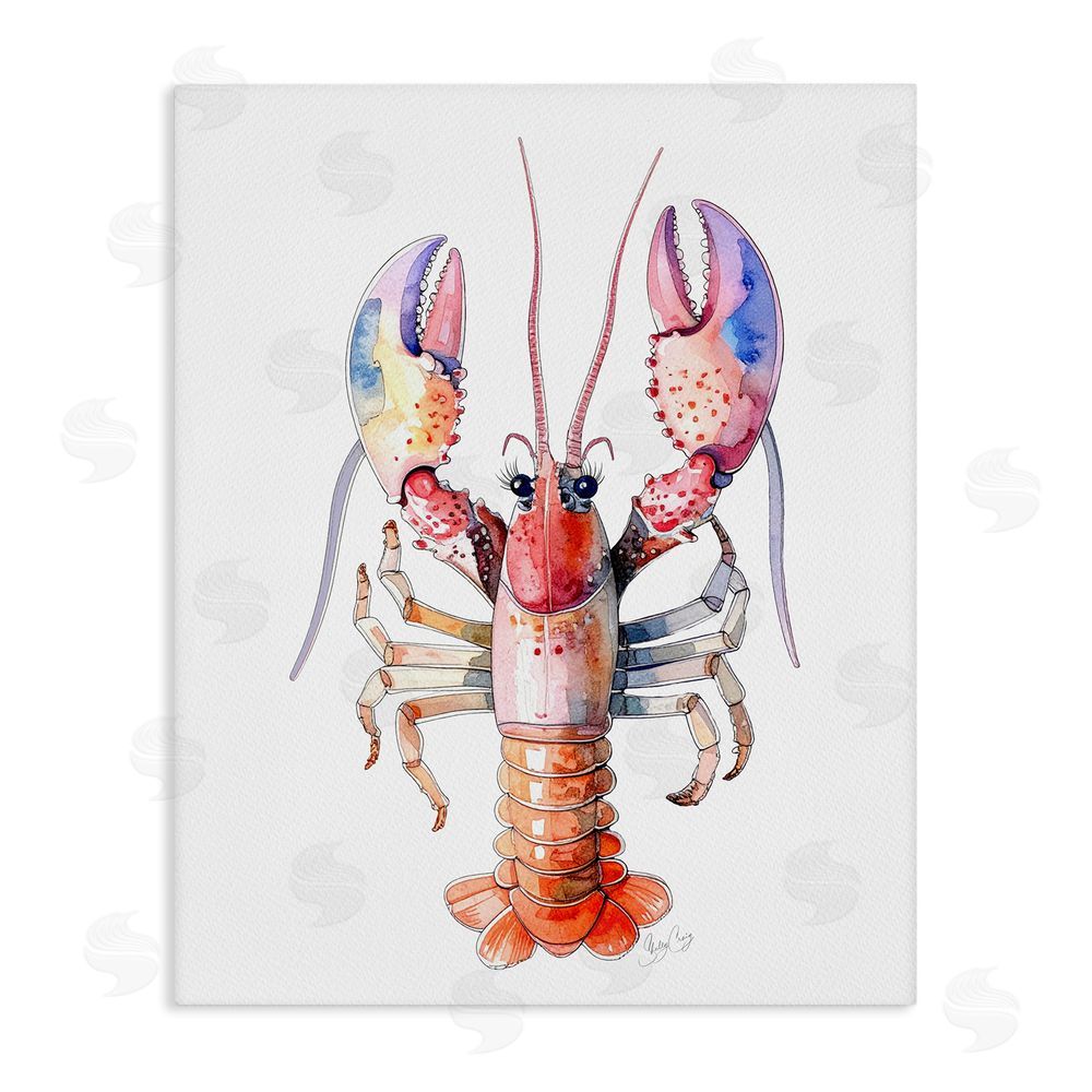 Shelly Craig Coral Claw Lobster Stretched Canvas Wall Art Print