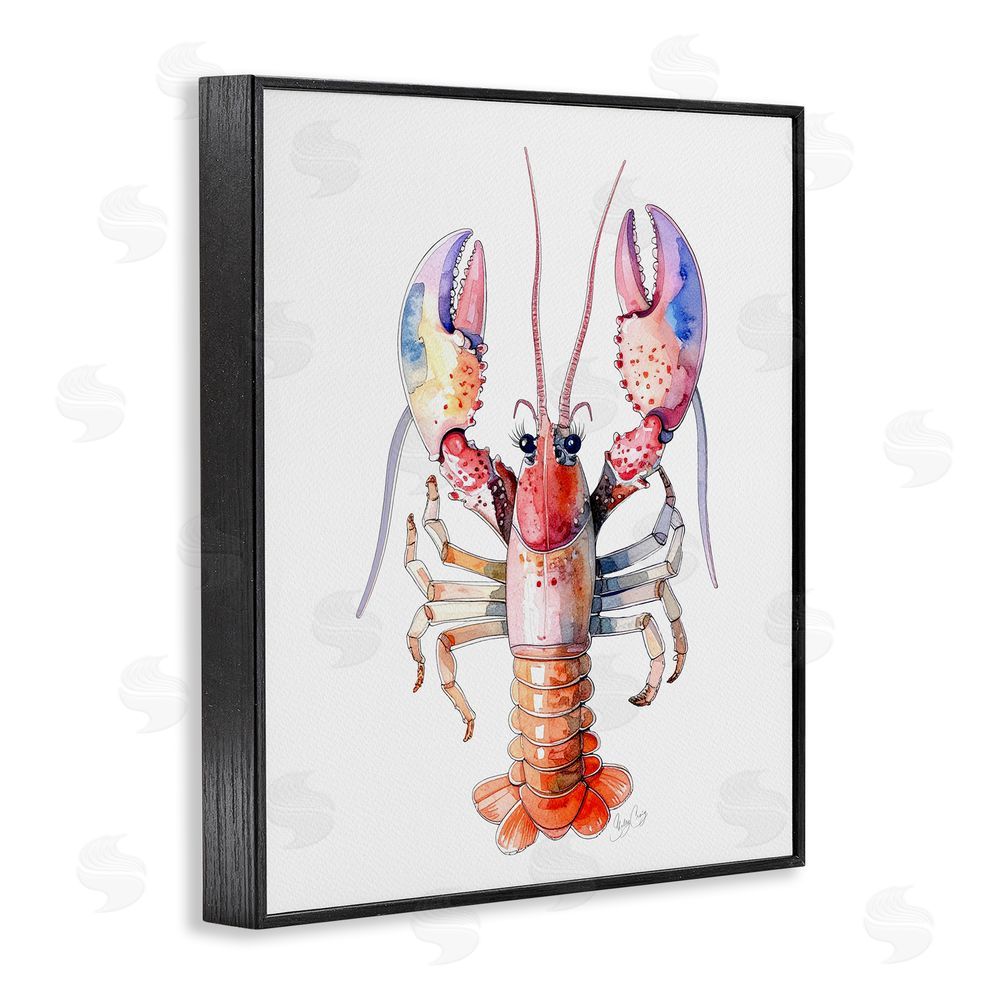 Shelly Craig Coral Claw Lobster Black Framed Giclee Wall Art Print
