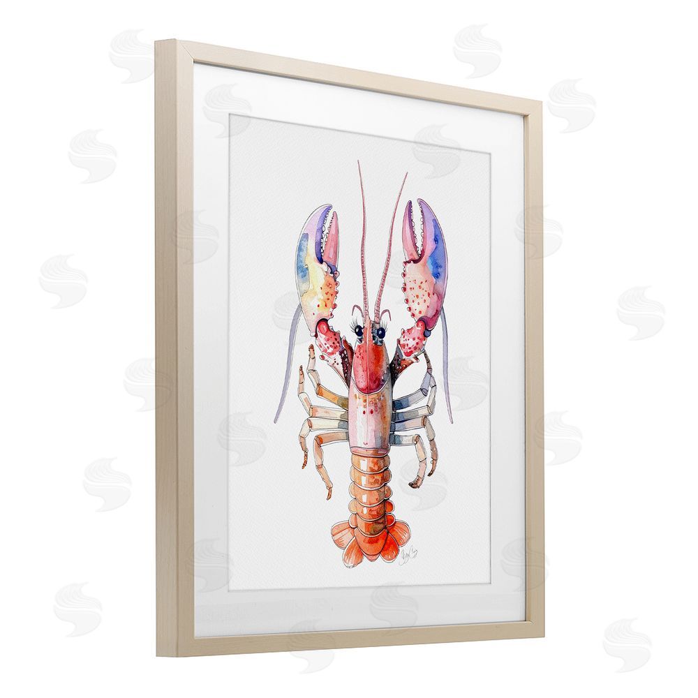 Shelly Craig Coral Claw Lobster Brown Framed Print Under Glass Wall Art