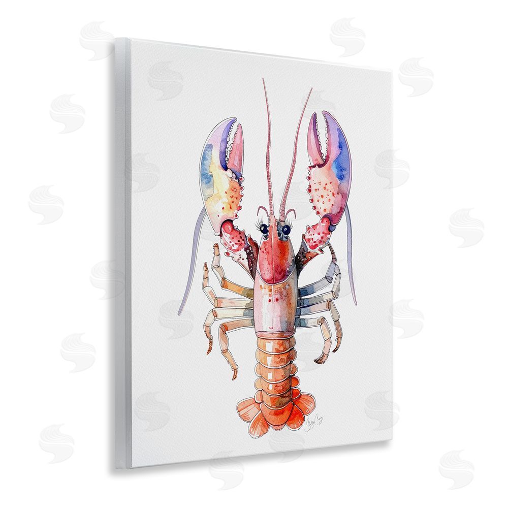Shelly Craig Coral Claw Lobster Wooden Wall Plaque Art Print