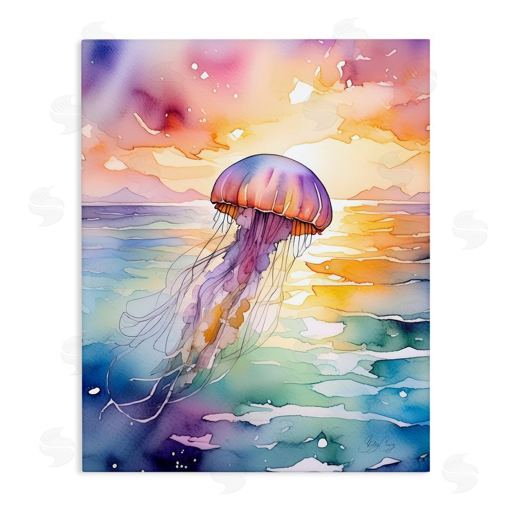 Shelly Craig Celestial Drift Jellyfish Stretched Canvas Wall Art Print