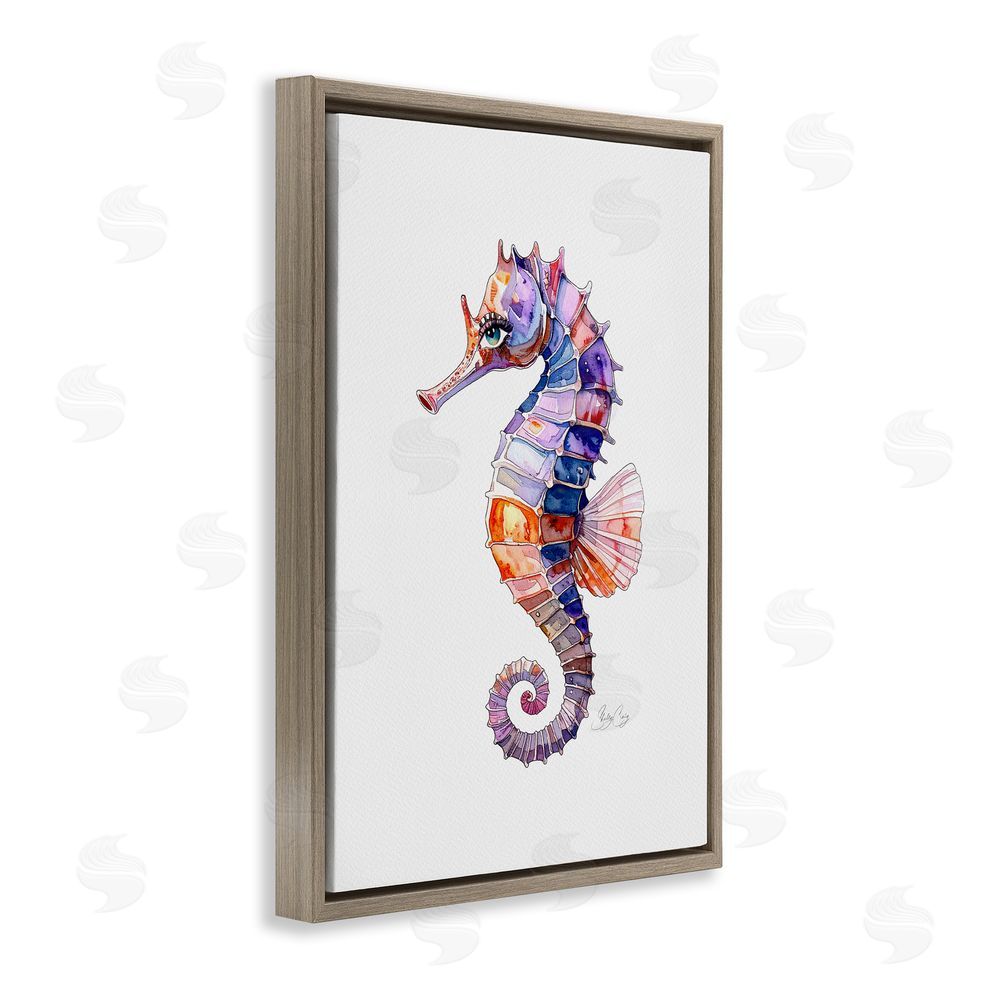 Shelly Craig Sea Whisper Seahorse Brown Floating Frame Canvas Wall Art Print
