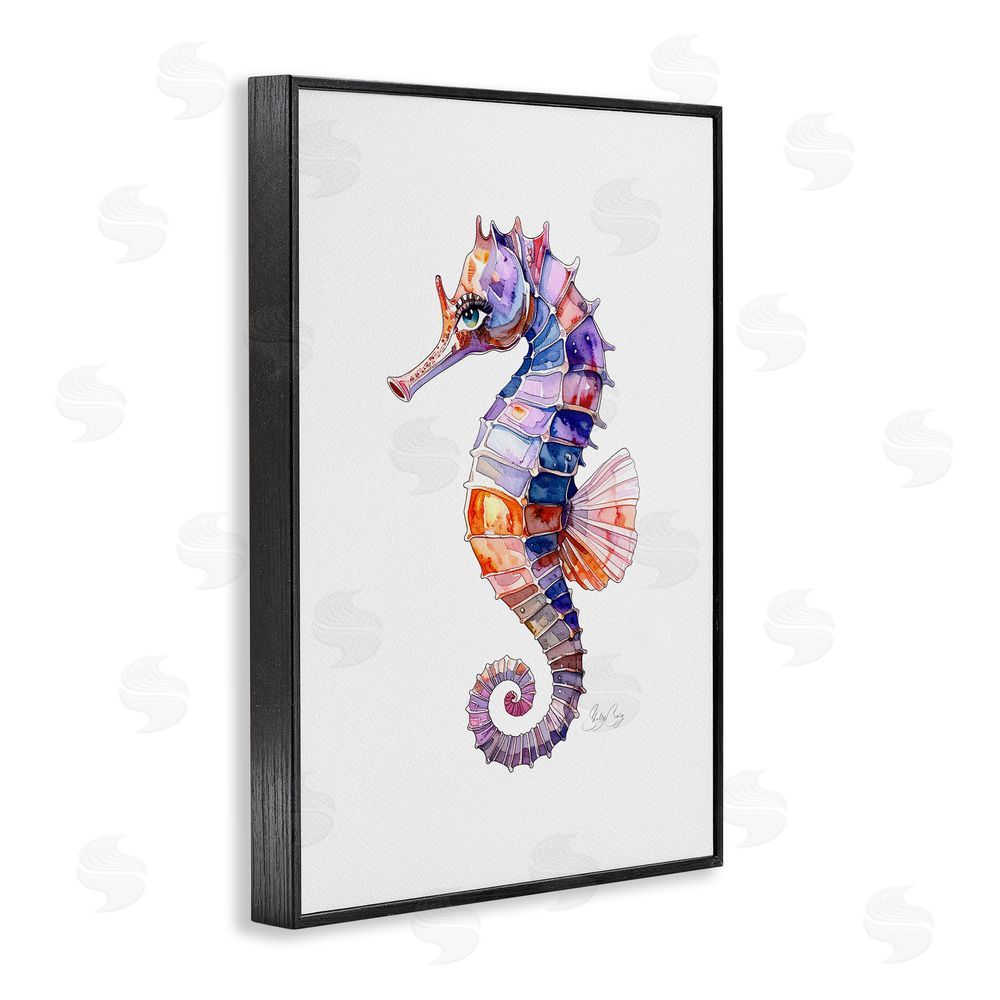 Shelly Craig Sea Whisper Seahorse Black Framed Giclee Wall Art Print