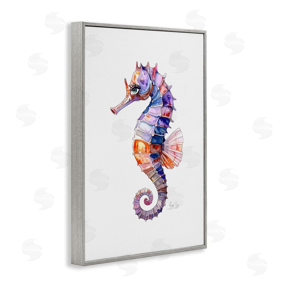 Shelly Craig Sea Whisper Seahorse Gray Framed Giclee Wall Art Print
