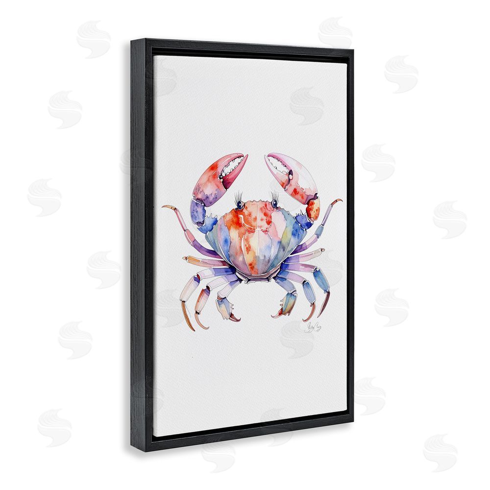 Shelly Craig Tide Dancer Crab Black Floating Frame Canvas Wall Art Print