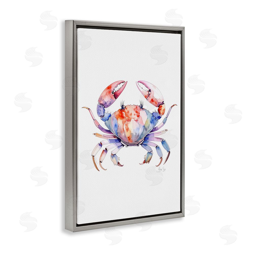 Shelly Craig Tide Dancer Crab Gray Floating Frame Canvas Wall Art Print