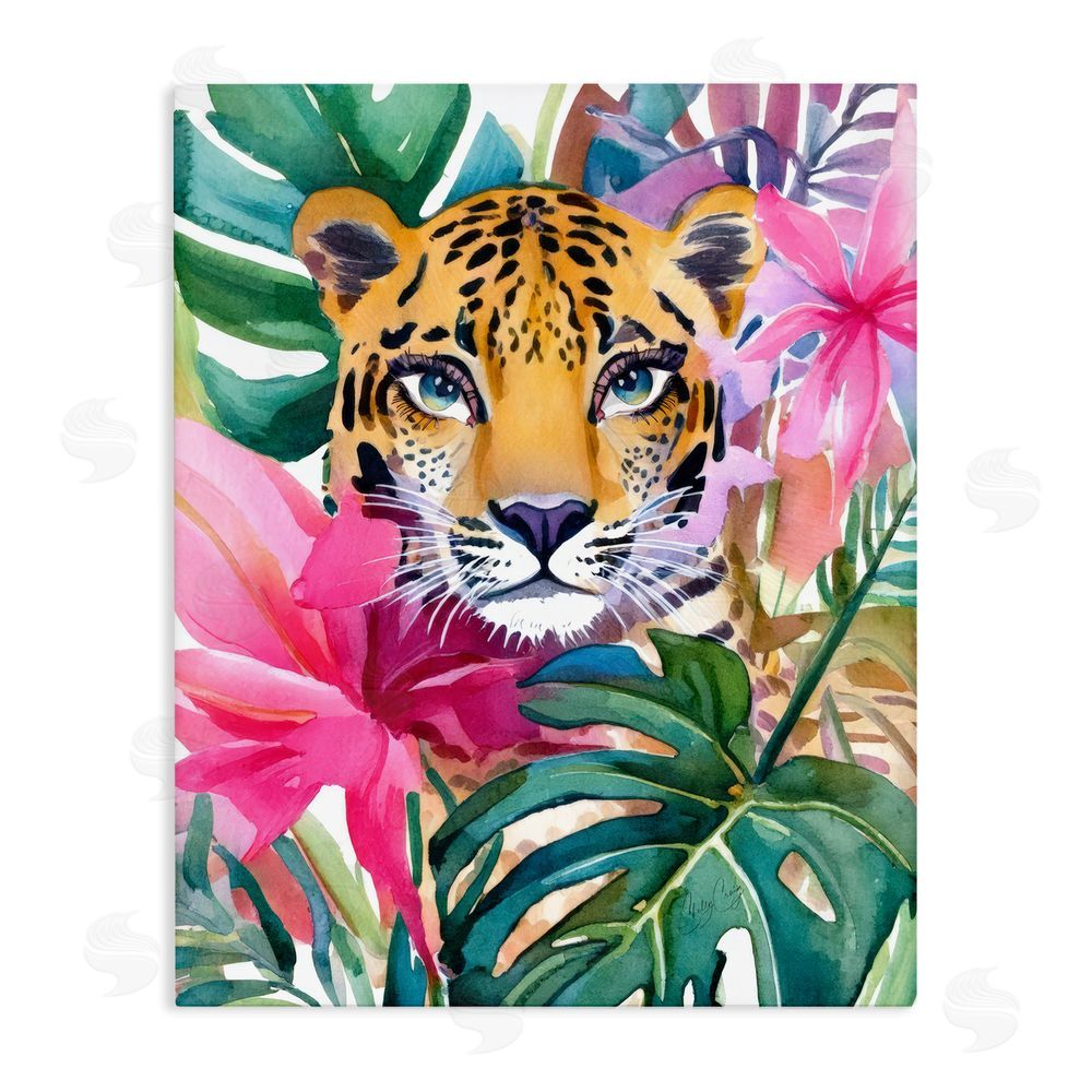 Shelly Craig Tropical Tiger Peeking Stretched Canvas Wall Art Print