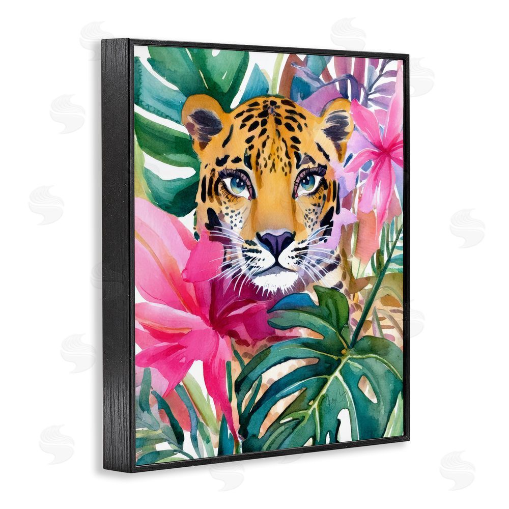 Shelly Craig Tropical Tiger Peeking Black Framed Giclee Wall Art Print