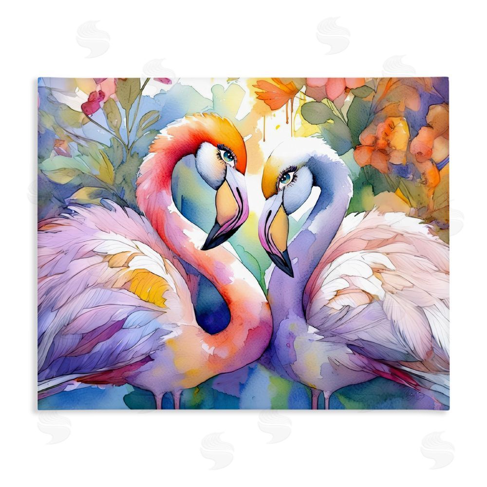 Shelly Craig Flamingo Love Pair Stretched Canvas Wall Art Print