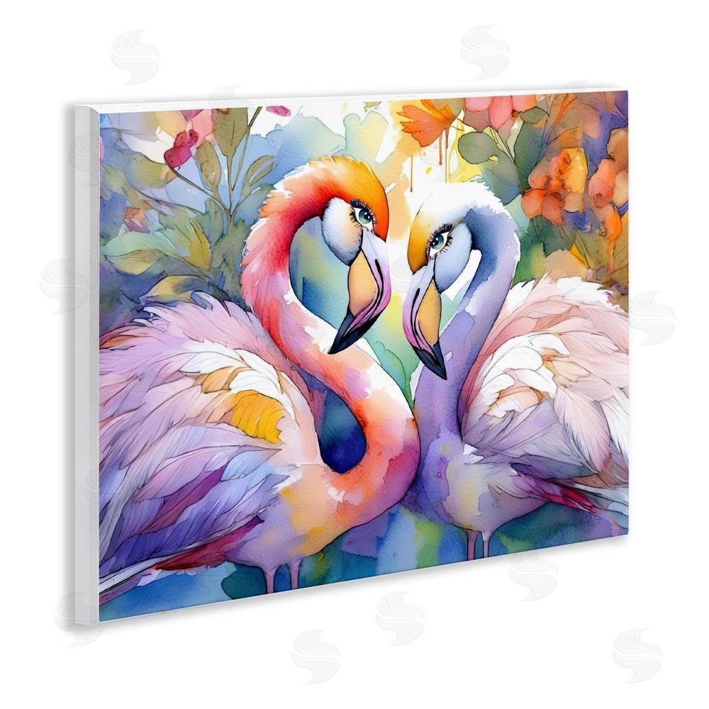 Shelly Craig Flamingo Love Pair Wooden Wall Plaque Art Print