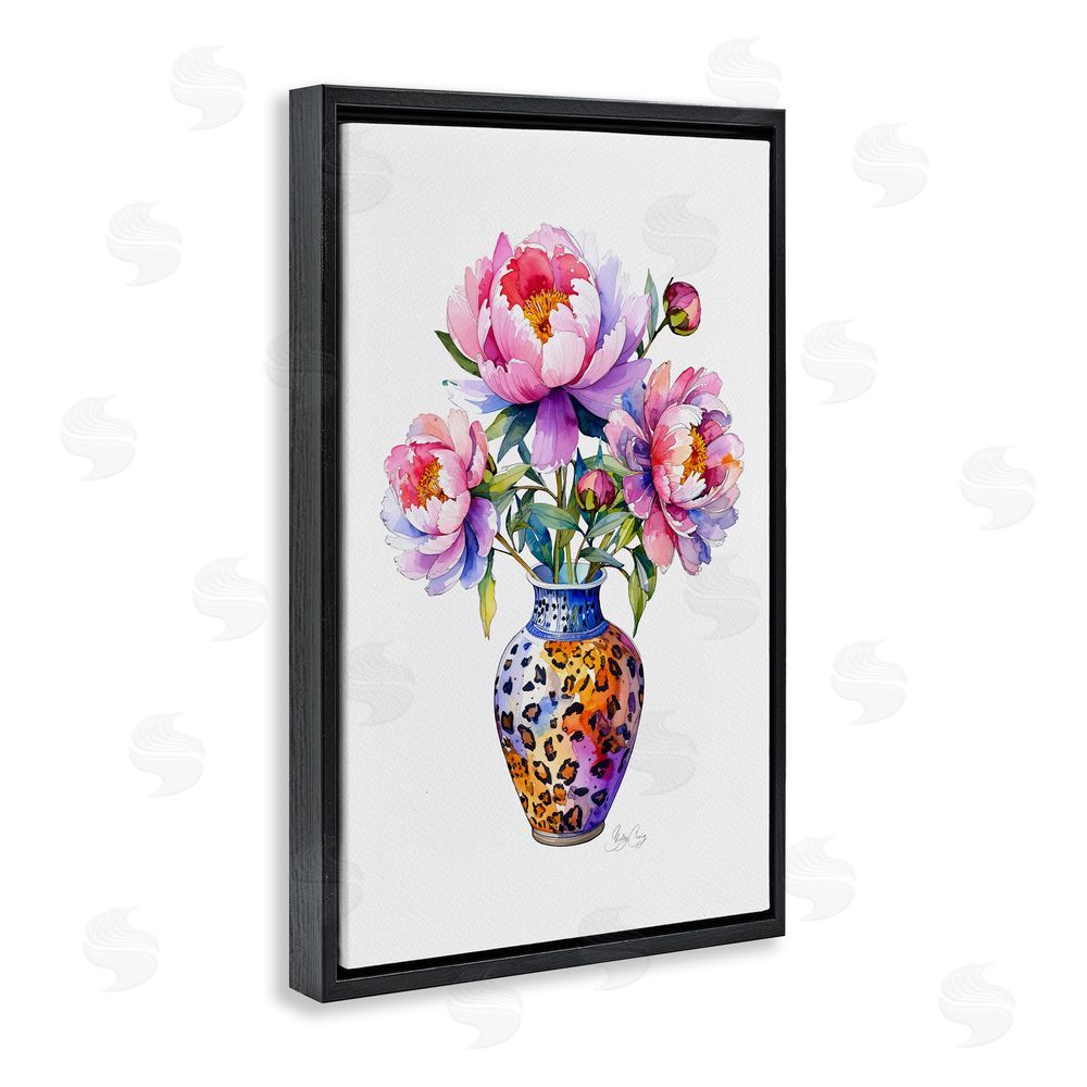 Shelly Craig Fierce Blooms Flower Vase Black Floating Frame Canvas Wall Art Print