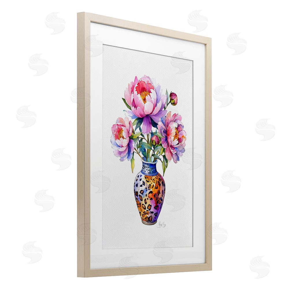 Shelly Craig Fierce Blooms Flower Vase Brown Framed Print Under Glass Wall Art