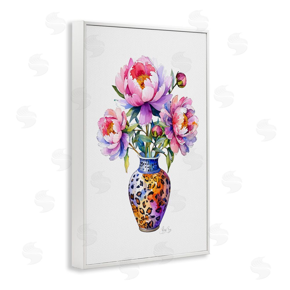 Shelly Craig Fierce Blooms Flower Vase White Framed Giclee Wall Art Print