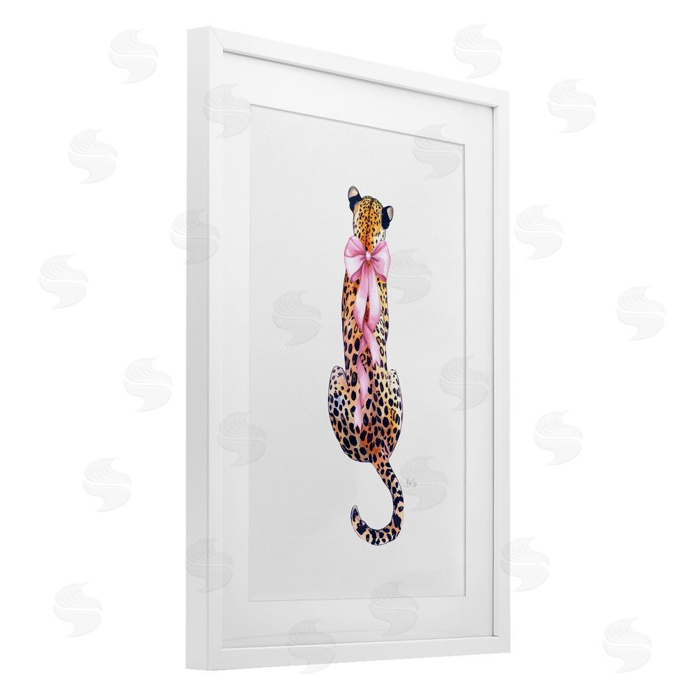 Shelly Craig Poised In Pink Cheetah White Framed Print Under Glass Wall Art